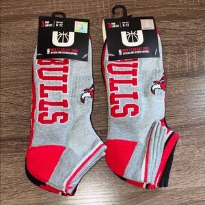 NBA Chicago Bulls Gray and Red Men's Low Cut Socks